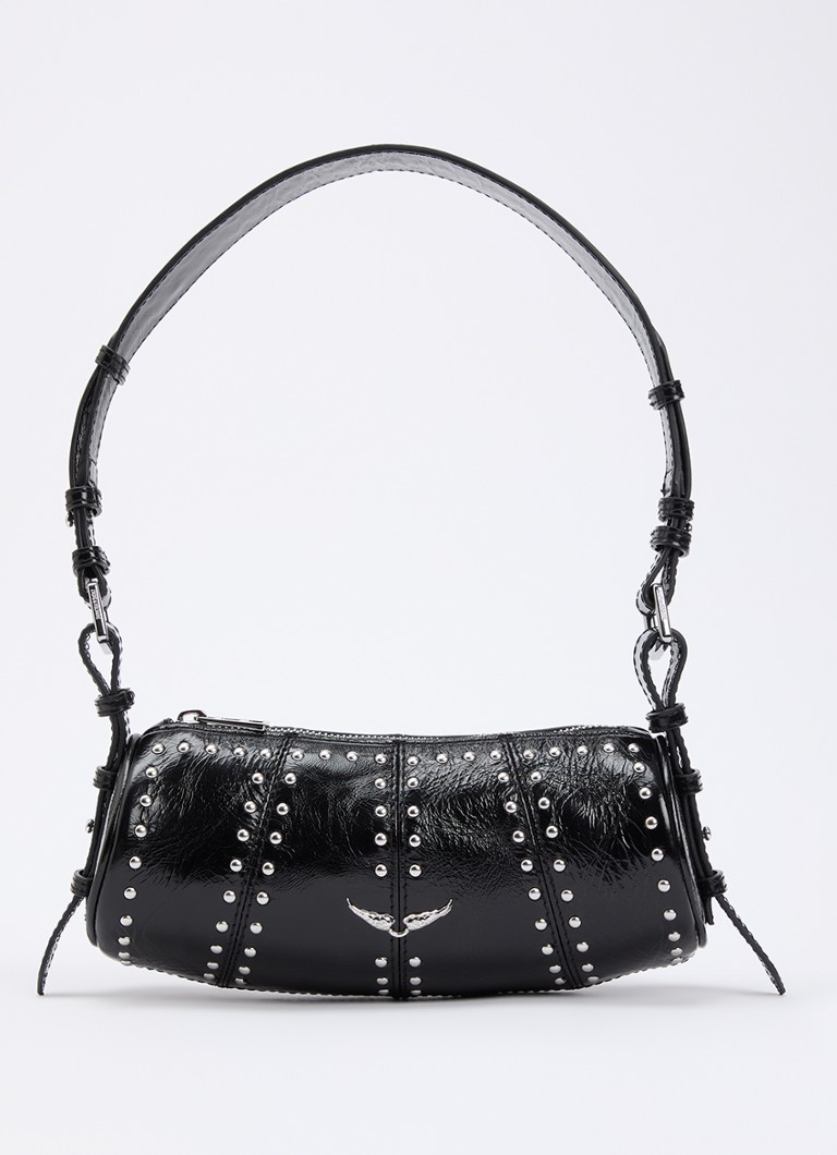 Zadig&Voltaire Dames Le Roudoudou schoudertas van leer met studs in de kleur Zwart