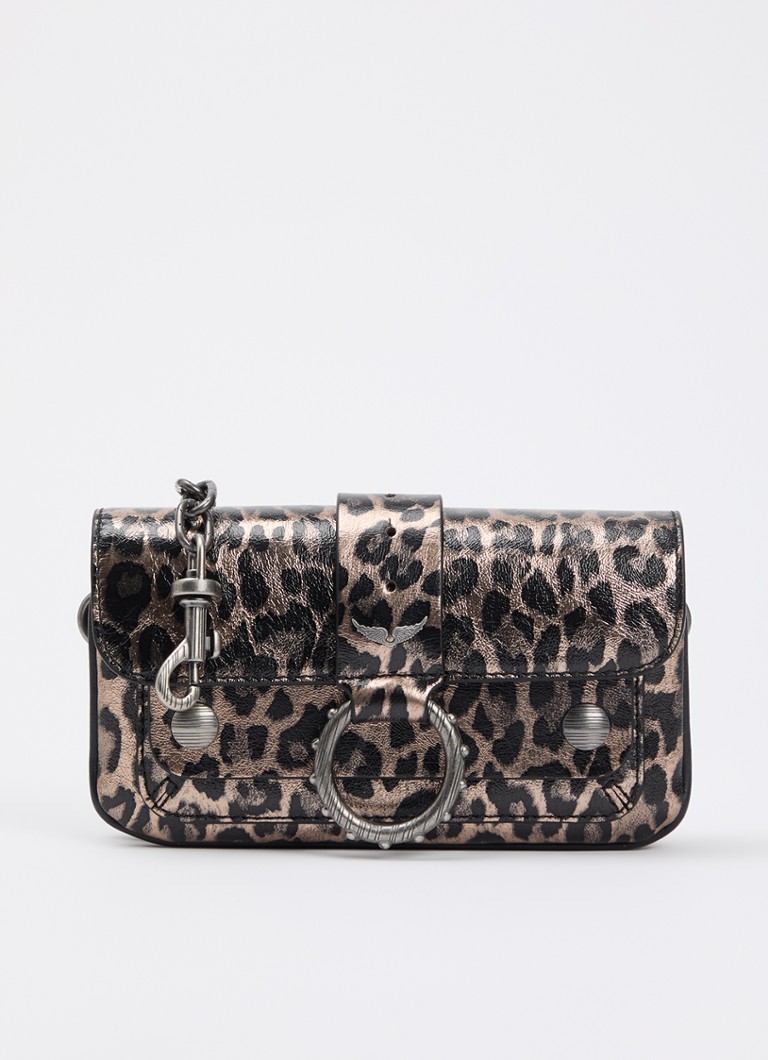 Zadig&Voltaire Dames Kate Wallet clutch van leer met panterprint en metallic finish in de kleur Bruin