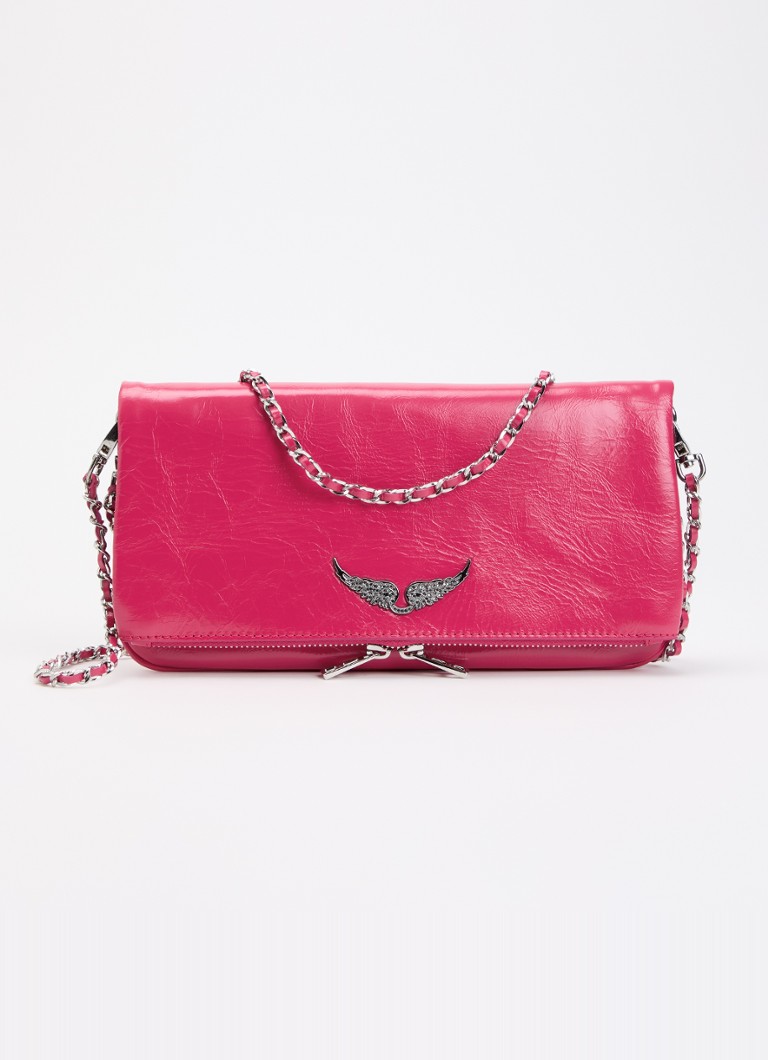 Zadig&Voltaire Dames Rock Vintage Patent clutch van leer met afneembare schouderriem in de kleur Roze