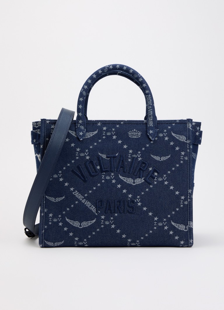 Zadig&Voltaire Dames Angel Tote handtas van denim met afneembare schouderriem in de kleur Donkerblauw