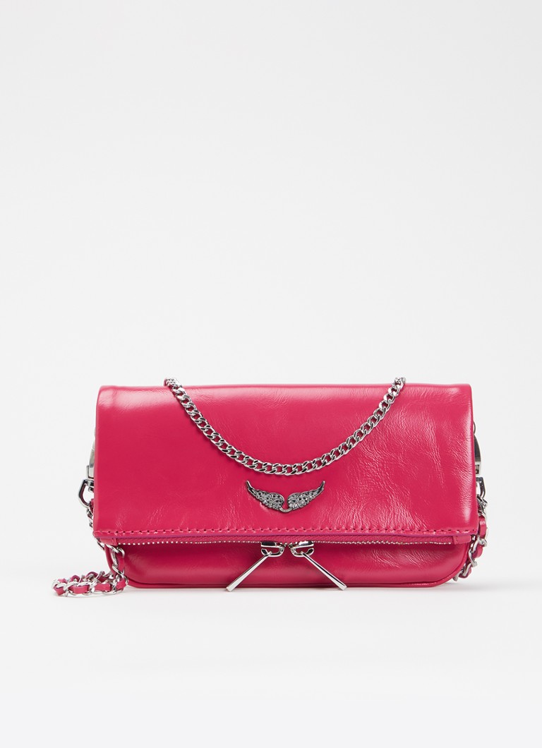 Zadig&Voltaire Dames Rock Nano Vintage Metal clutch van leer in de kleur Roze