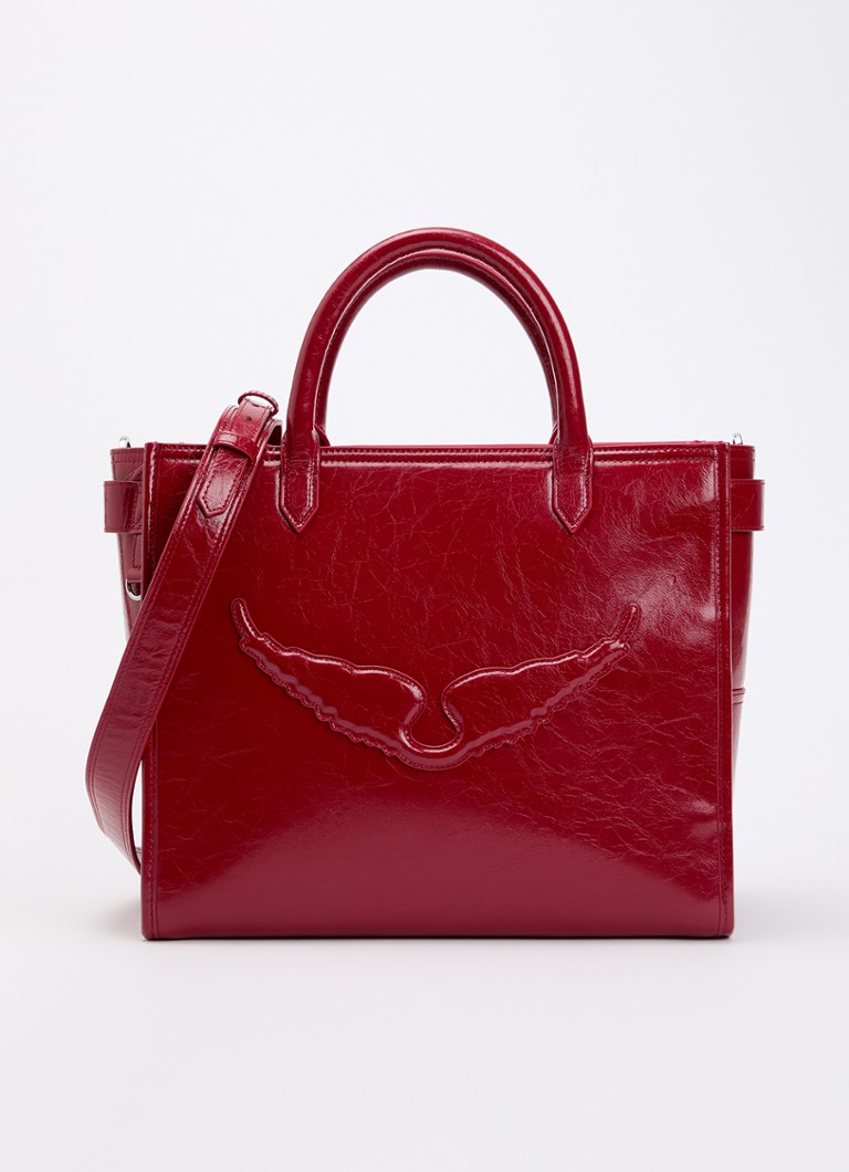Zadig&Voltaire Dames Angel Tote handtas van lakleer met afneembare schouderriem in de kleur Kersenrood