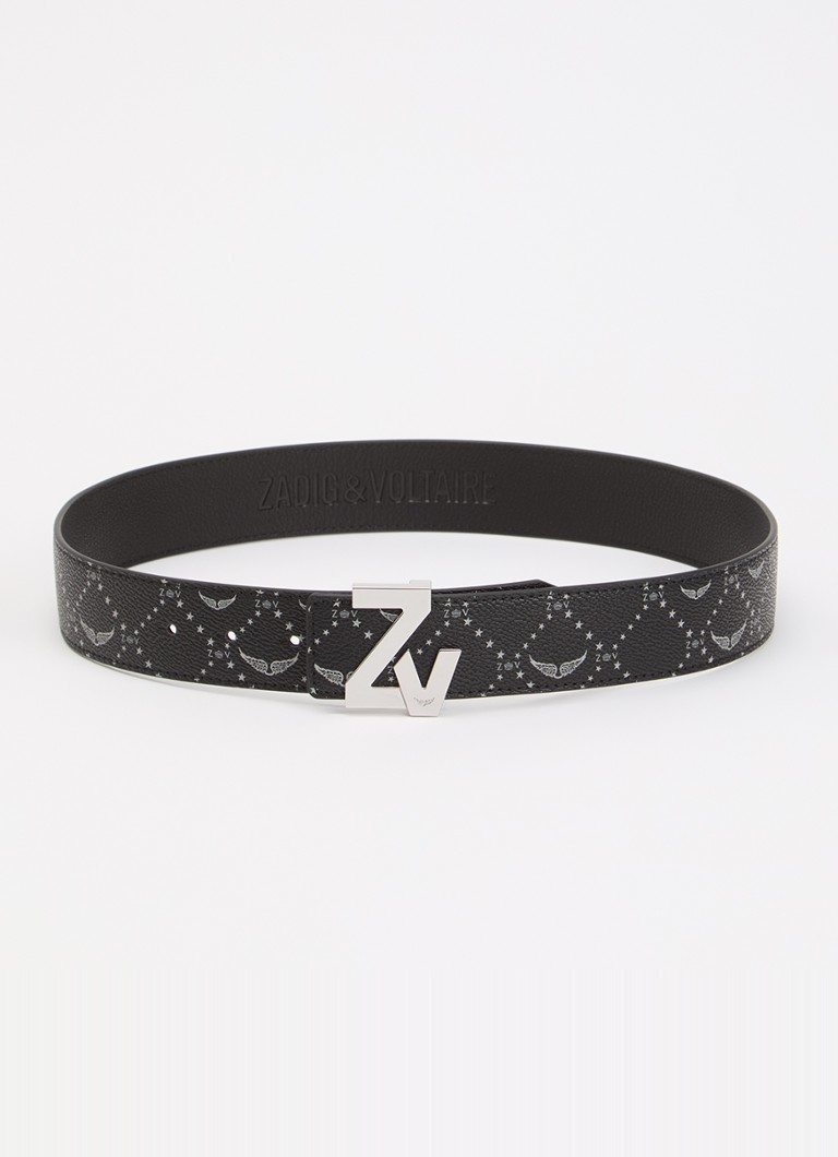 Zadig&Voltaire Dames ZV Initiale riem van imitatieleer met logo print in de kleur Zwart