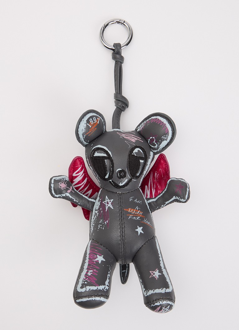 Zadig&Voltaire Dames Sassy Mouse sleutelhanger van leer in de kleur Donkergrijs