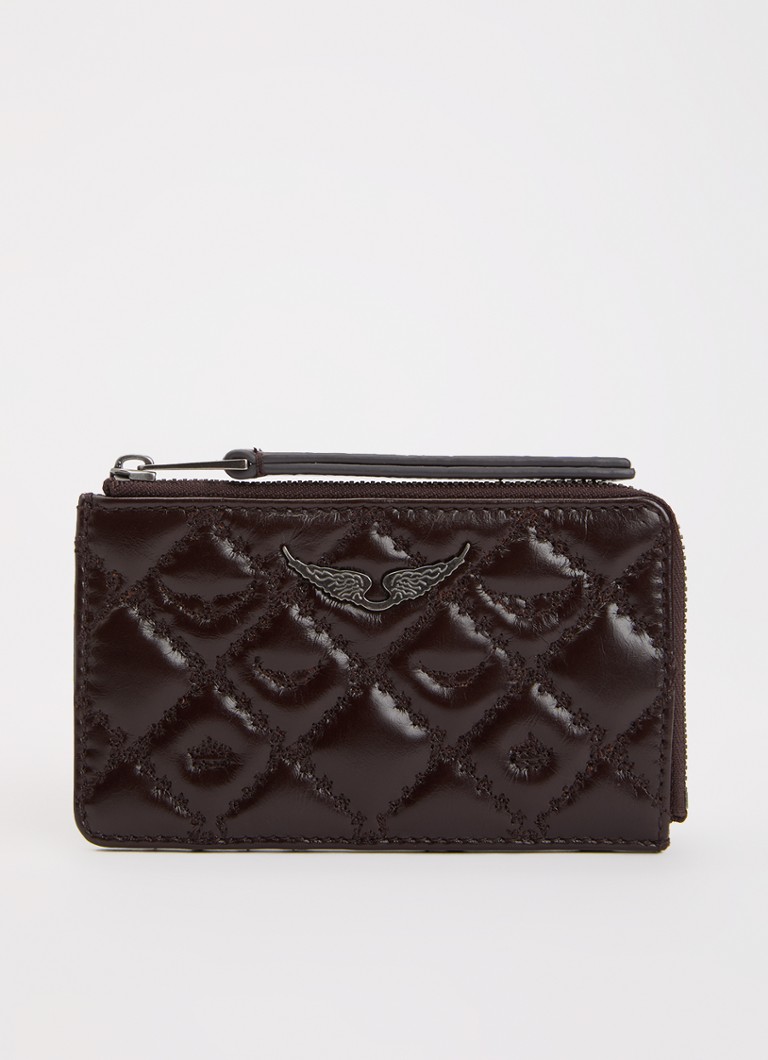 Zadig&Voltaire Dames Pasjeshouder van leer met quilt patroon in de kleur Donkerbruin