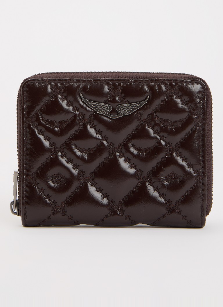 Zadig&Voltaire Dames Mini Portemonnee van leer en quilt patroon in de kleur Donkerbruin