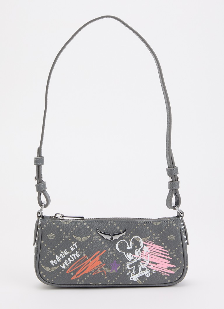 Zadig&Voltaire Dames Z Pocket schoudertas met print in de kleur Grijs