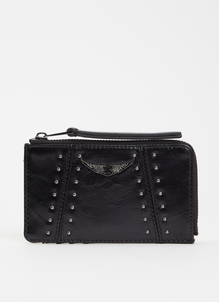 Zadig&Voltaire Dames Zv Vintage pasjeshouder van leer met studs in de kleur Zwart