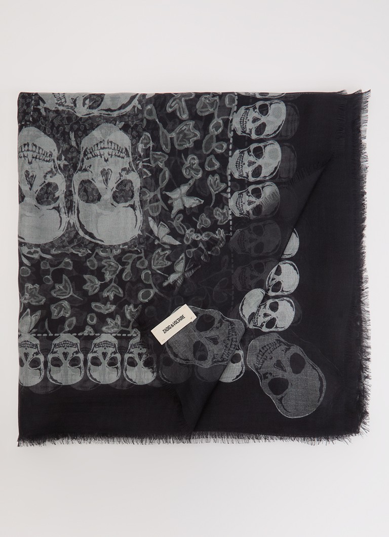 Zadig&Voltaire Dames Kerry Garden sjaal met print 135 x 135 cm in de kleur Zwart