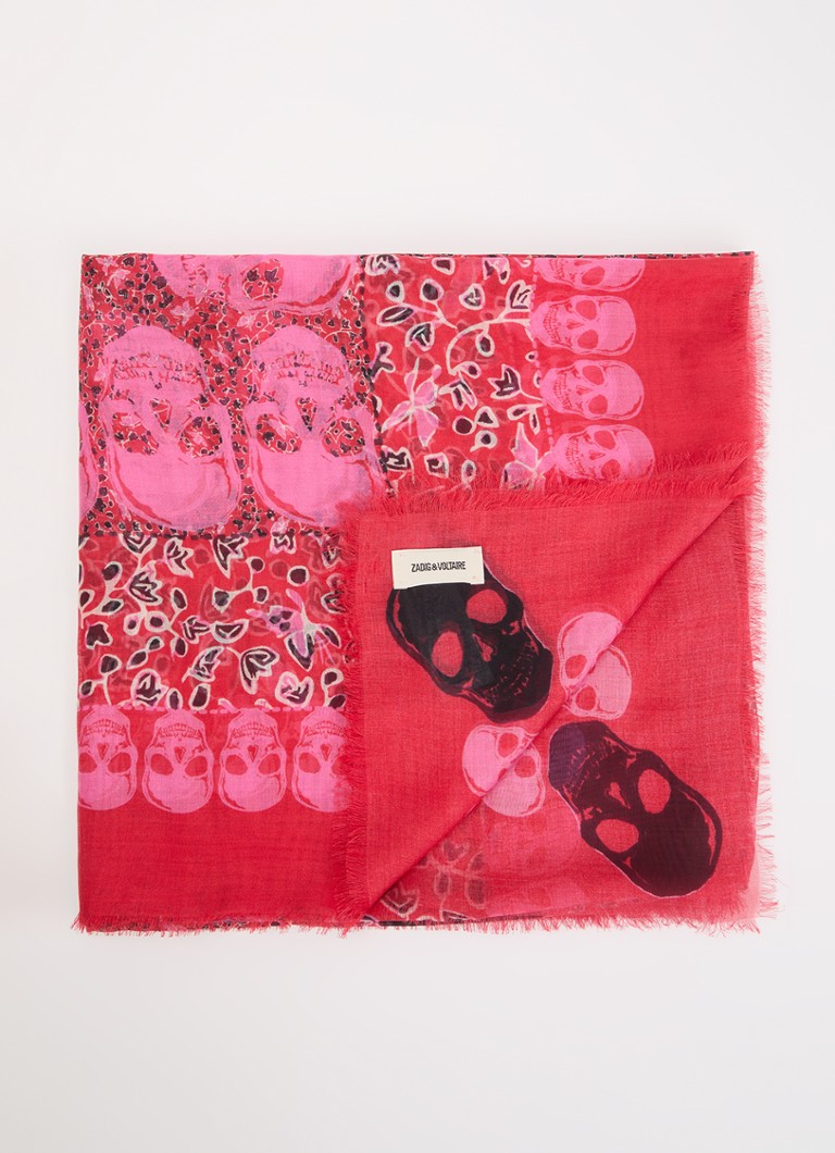 Zadig&Voltaire Dames Kerry Garden sjaal met print 135 x 135 cm in de kleur Fuchsia