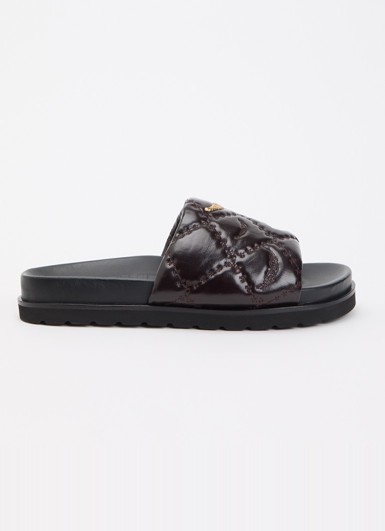 Zadig&Voltaire Dames Teddy Bare Vintage slipper van leer met logoprint in de kleur Bordeauxrood