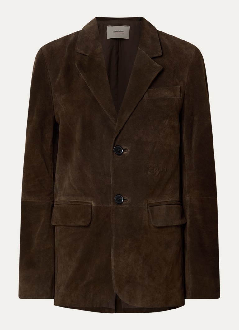 Zadig&Voltaire Dames Vanille oversized blazer van suède met klepzakken in de kleur Chocoladebruin