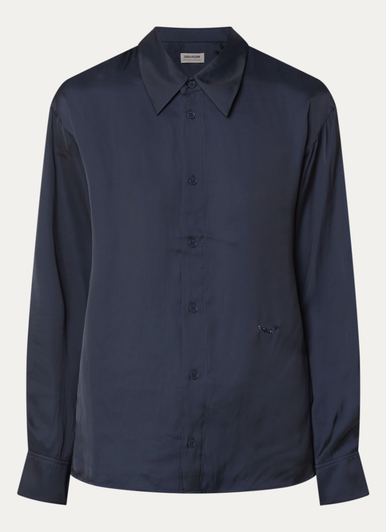 Zadig&Voltaire Dames Tyrica blouse met kraag in de kleur Donkerblauw
