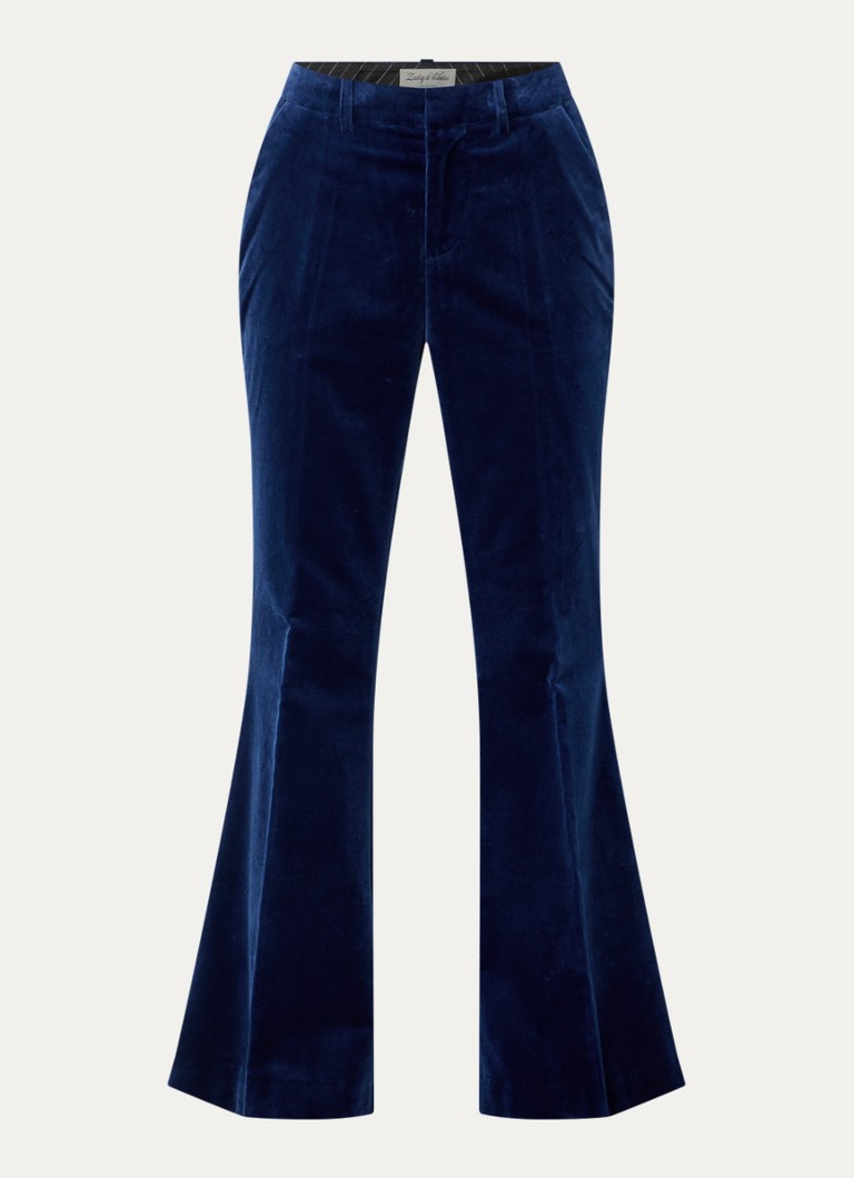 Zadig&Voltaire Dames Prevy mid waist flared fit pantalon van fluweel met steekzakken in de kleur Royalblauw