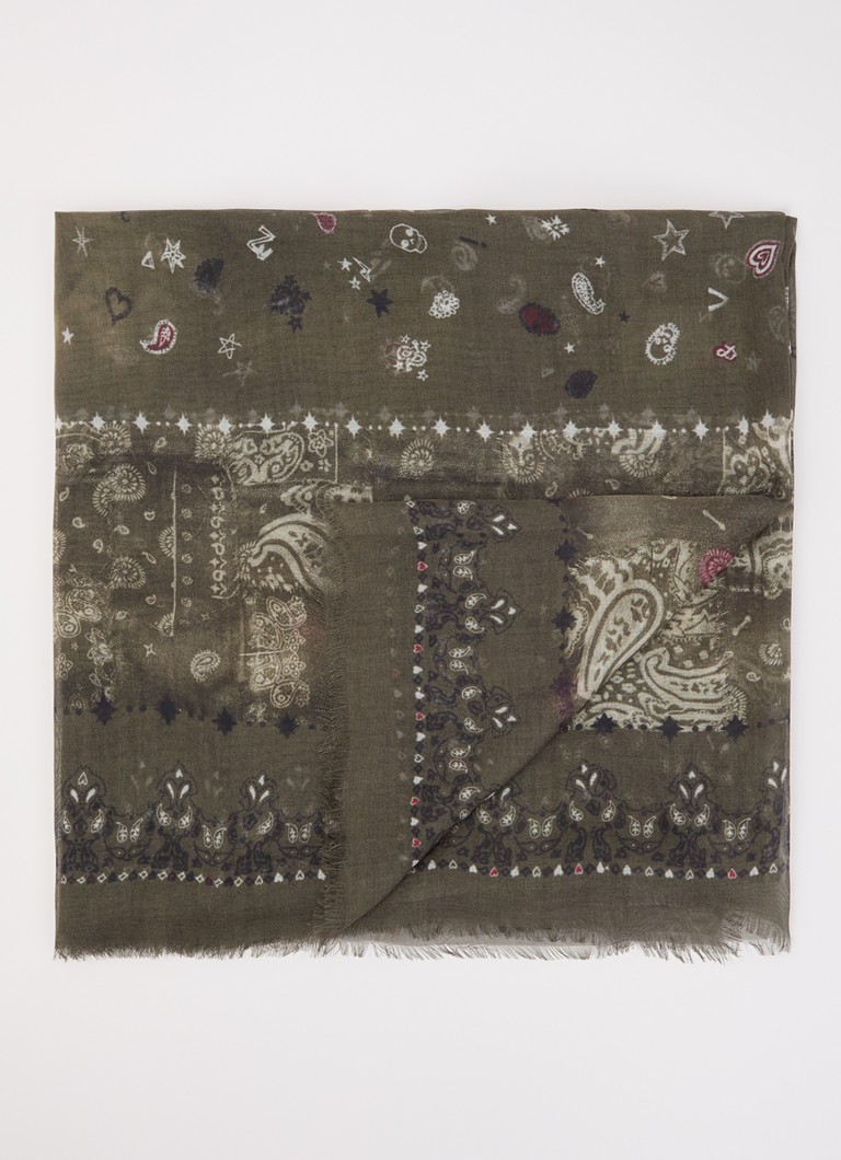 Zadig&Voltaire Dames Kerry Vintage sjaal met print 135 x 135 cm in de kleur Bronsgroen