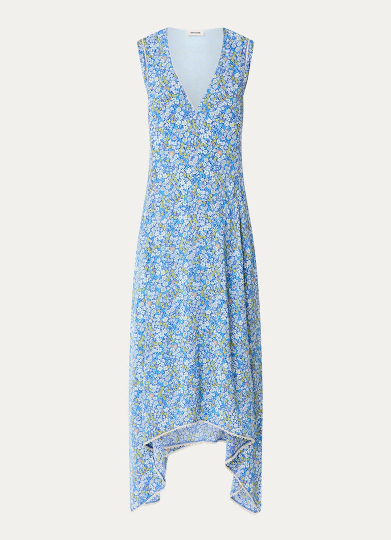 Zadig&Voltaire Dames Rerol maxi jurk met print en asymmetrische zoom in de kleur Blauw