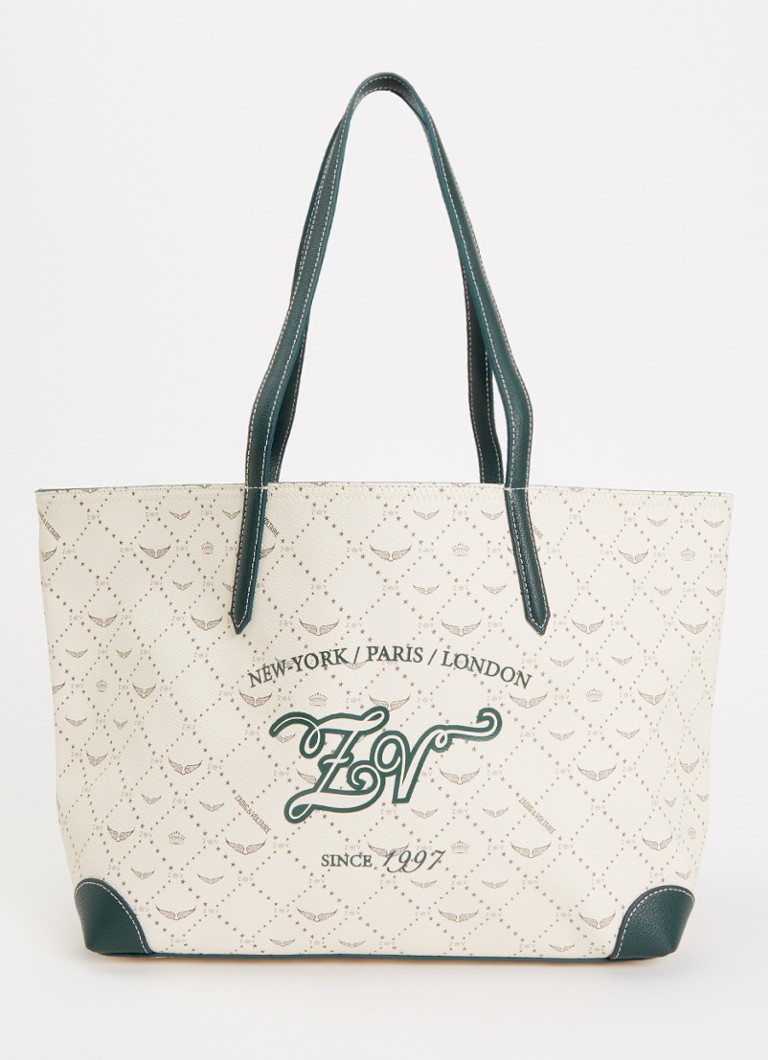 Zadig&Voltaire Dames Z shopper van leer met logoprint in de kleur Ivoor