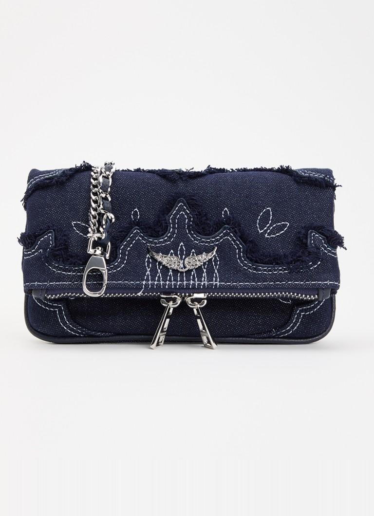 Zadig&Voltaire Dames Rock Mini clutch van denim in de kleur Donkerblauw