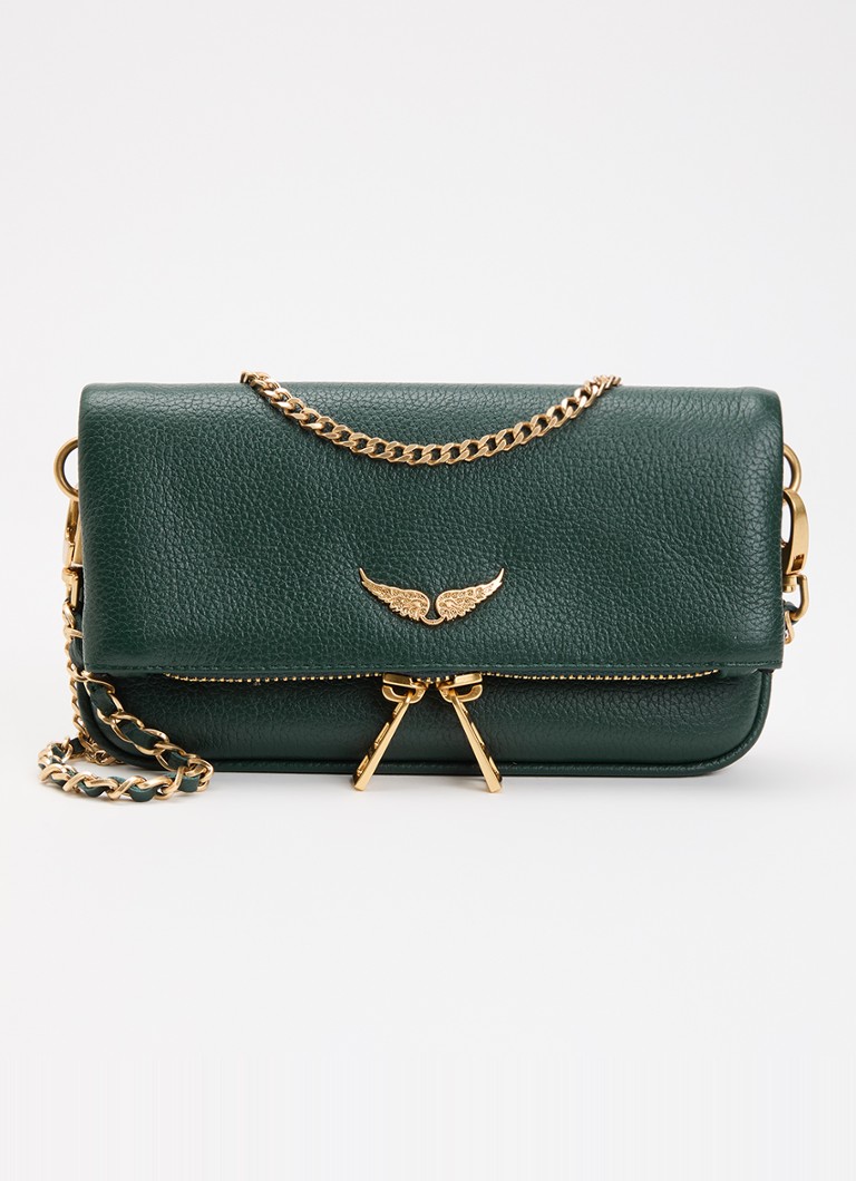 Zadig&Voltaire Dames Rock Mini clutch van leer met afneembare schouderriem in de kleur Donkergroen