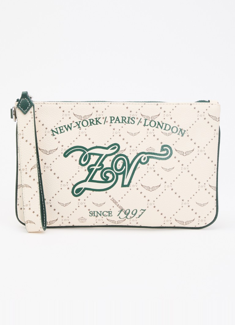 Zadig&Voltaire Dames Z clutch van leer met logoprint in de kleur Wit