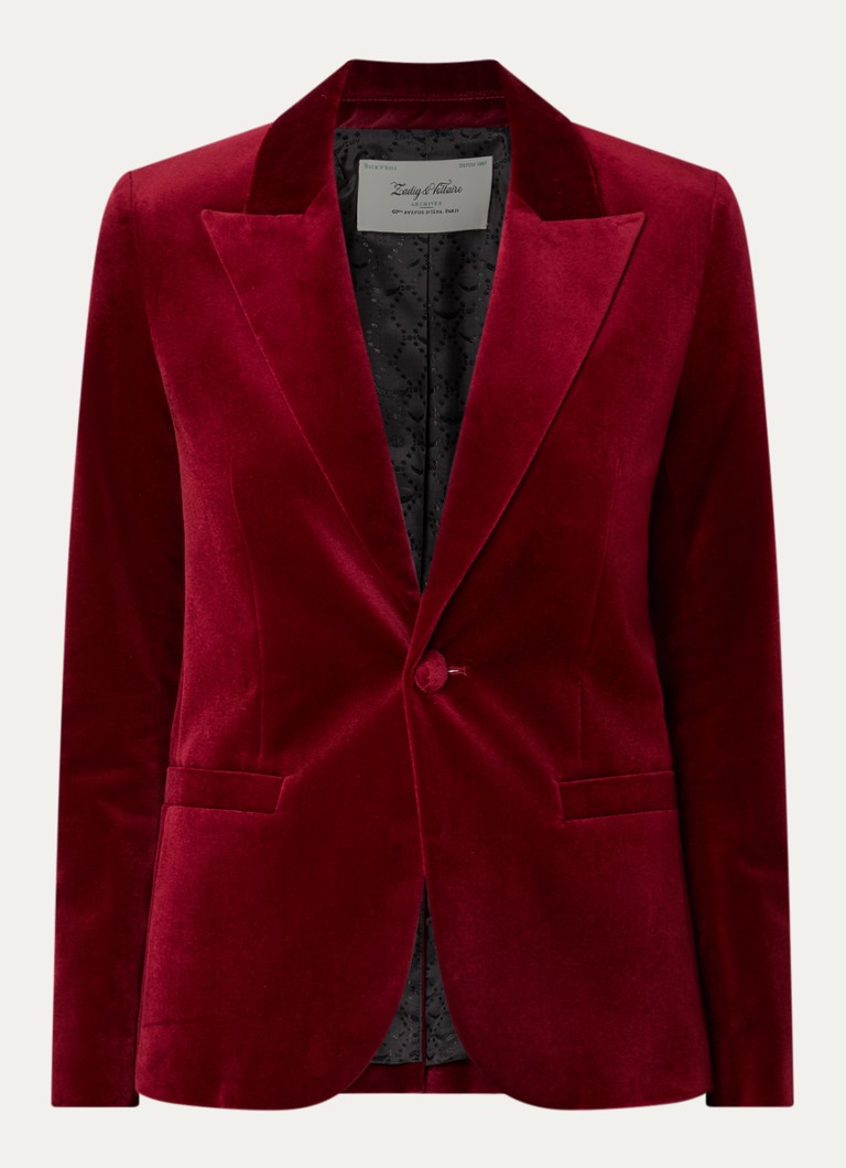 Zadig&Voltaire Dames Vavy blazer van fluweel met paspelzakken in de kleur Kersenrood