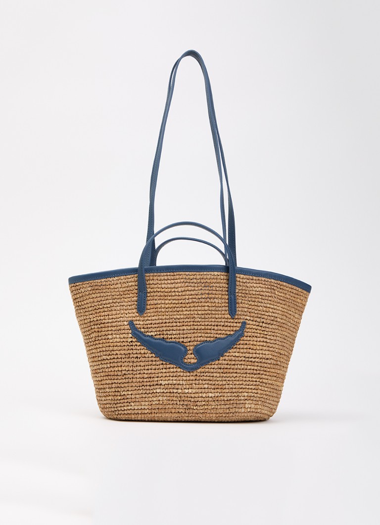 Zadig&Voltaire Dames Le mini wings van raffia met leren details in de kleur Blauw