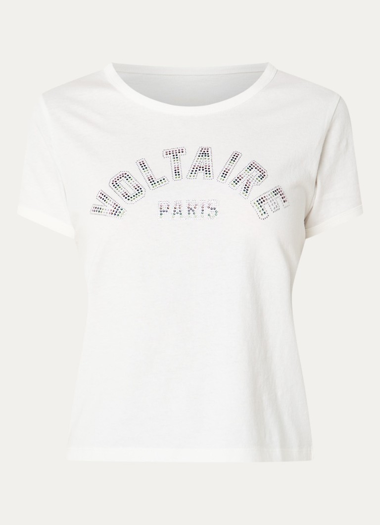 Zadig&Voltaire Dames Alyss T-shirt met strass in de kleur Gebroken wit