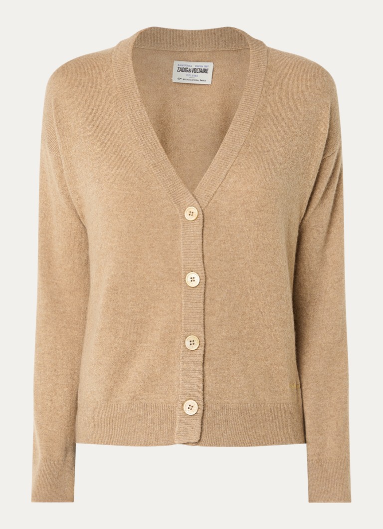 Zadig&Voltaire Dames Mirkaz fijngebreid vest van kasjmier in de kleur Lichtbruin