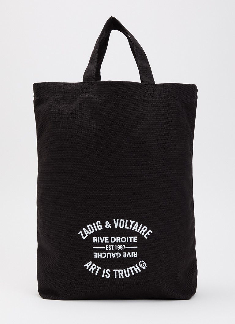 Zadig&Voltaire Dames Zadig shopper van canvas met logoprint in de kleur Zwart