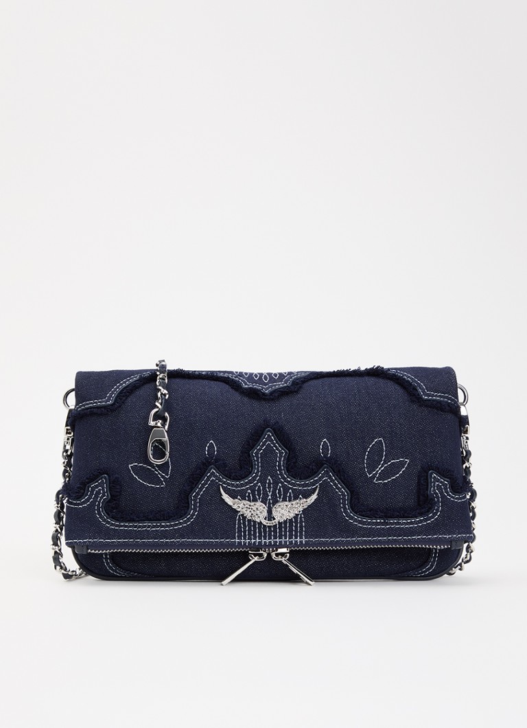 Zadig&Voltaire Dames Rock clutch van denim in de kleur Donkerblauw