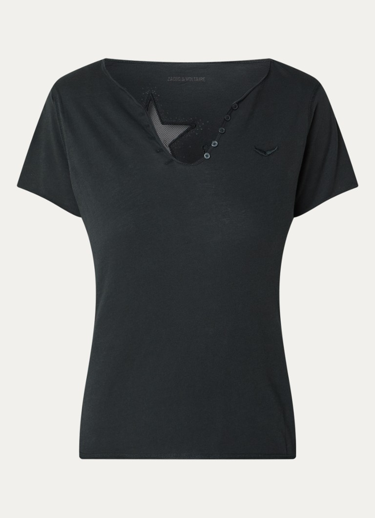 Zadig&Voltaire Dames Tunsien T-shirt met strass in de kleur Grijsmele