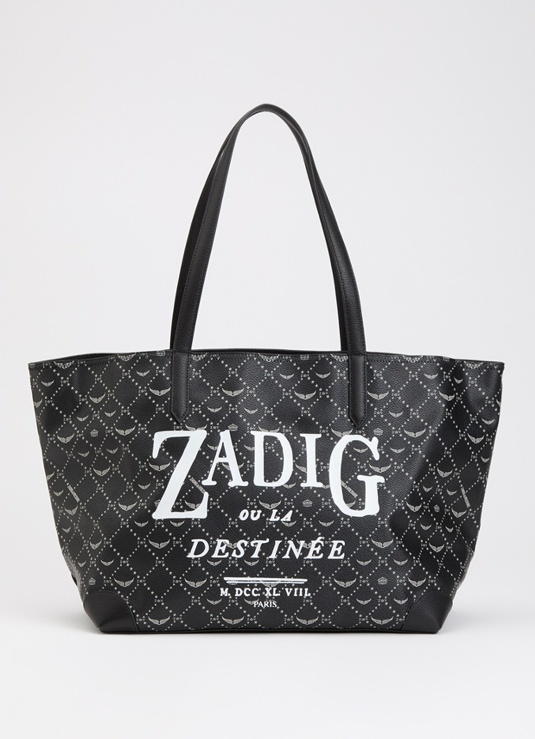 Zadig&Voltaire Dames Z Shopper XL shopper van leer met logoprint in de kleur Grijs