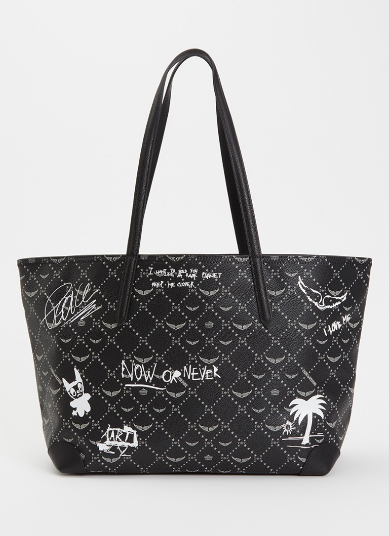 Zadig&Voltaire Dames Z shopper van leer met logoprint in de kleur Antraciet