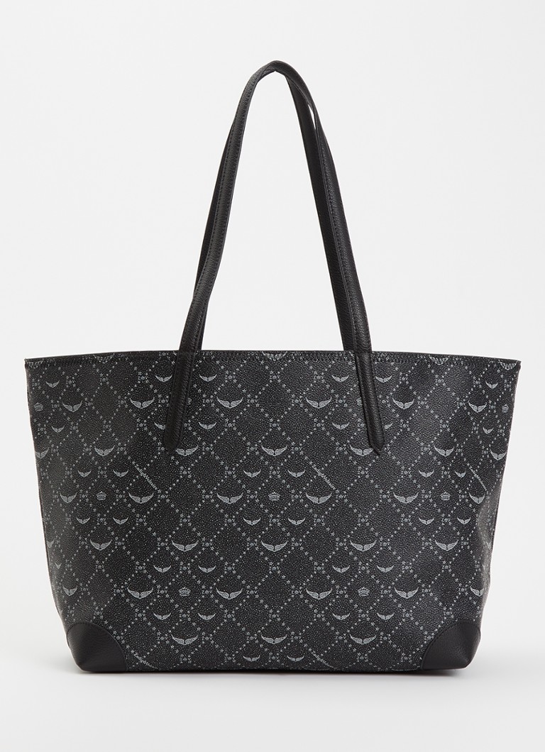 Zadig&Voltaire Dames Z shopper van leer met logoprint in de kleur Grijs