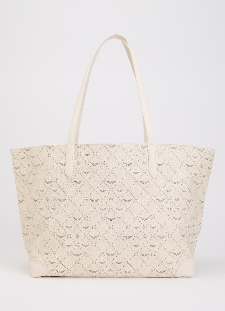 Zadig&Voltaire Dames Z XL shopper van leer met logoprint in de kleur Ivoor