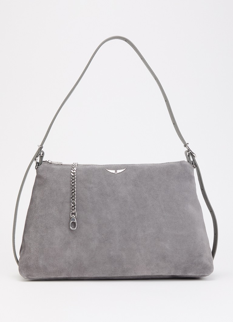 Zadig&Voltaire Dames Jim schoudertas van suède in de kleur Staalblauw