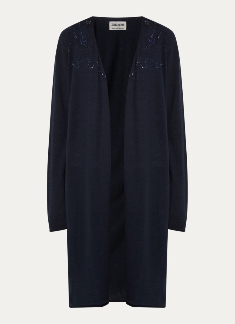 Zadig&Voltaire Dames Daffy fijngebreid vest van kasjmier met strass in de kleur Donkerblauw