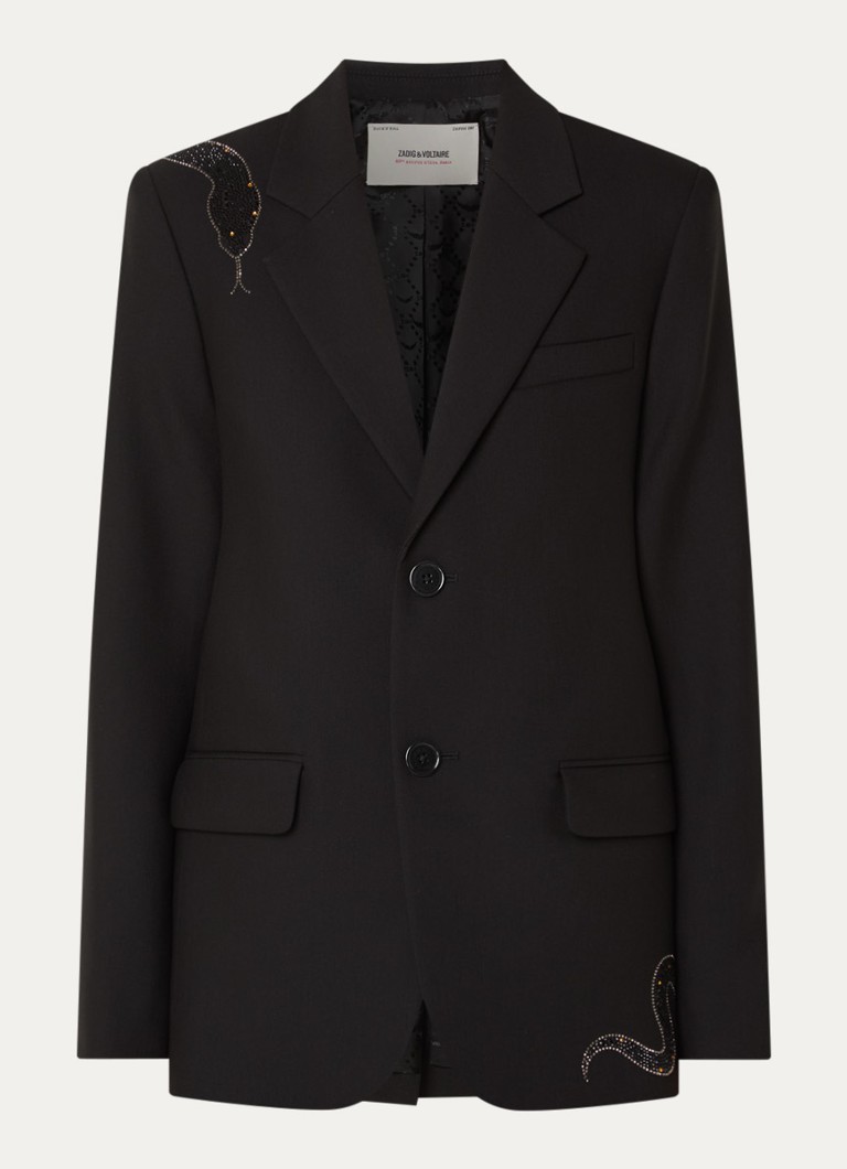 Zadig&Voltaire Dames Vanille blazer met strass en klepzakken in de kleur Zwart