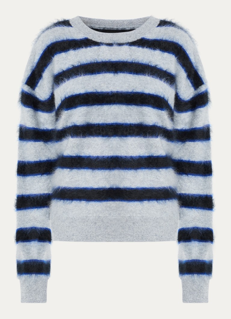 Zadig&Voltaire Dames Markuz grofgebreide trui van kasjmier met streepprint in de kleur Grijs