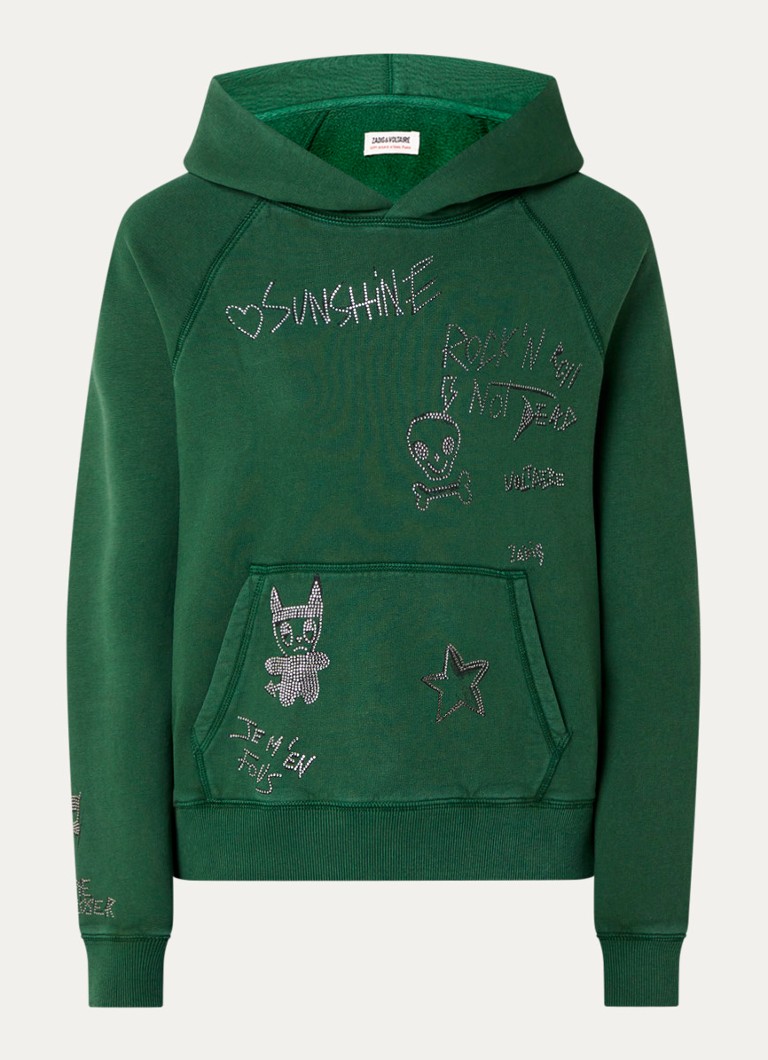 Zadig&Voltaire Dames Georgy hoodie met strass in de kleur Donkergroen