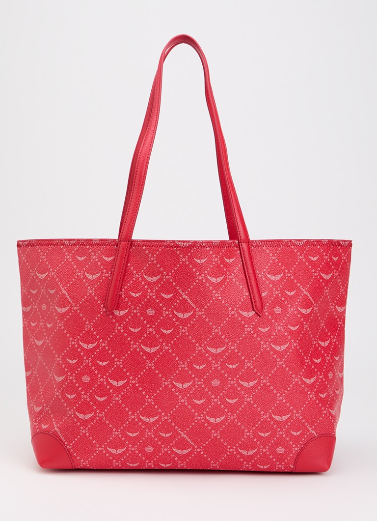 Zadig&Voltaire Dames Shopper van leer met logoprint in de kleur Rood