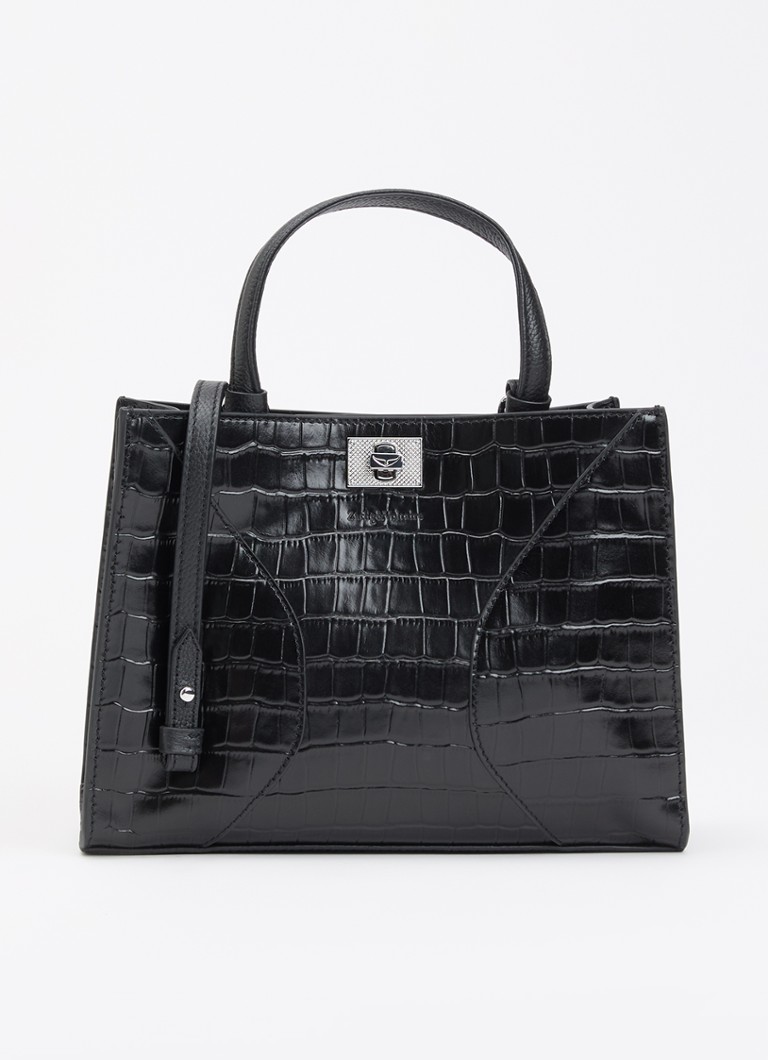 Zadig&Voltaire Dames Jack Croco Mini handtas van leer met afneembare schouderriem in de kleur Zwart