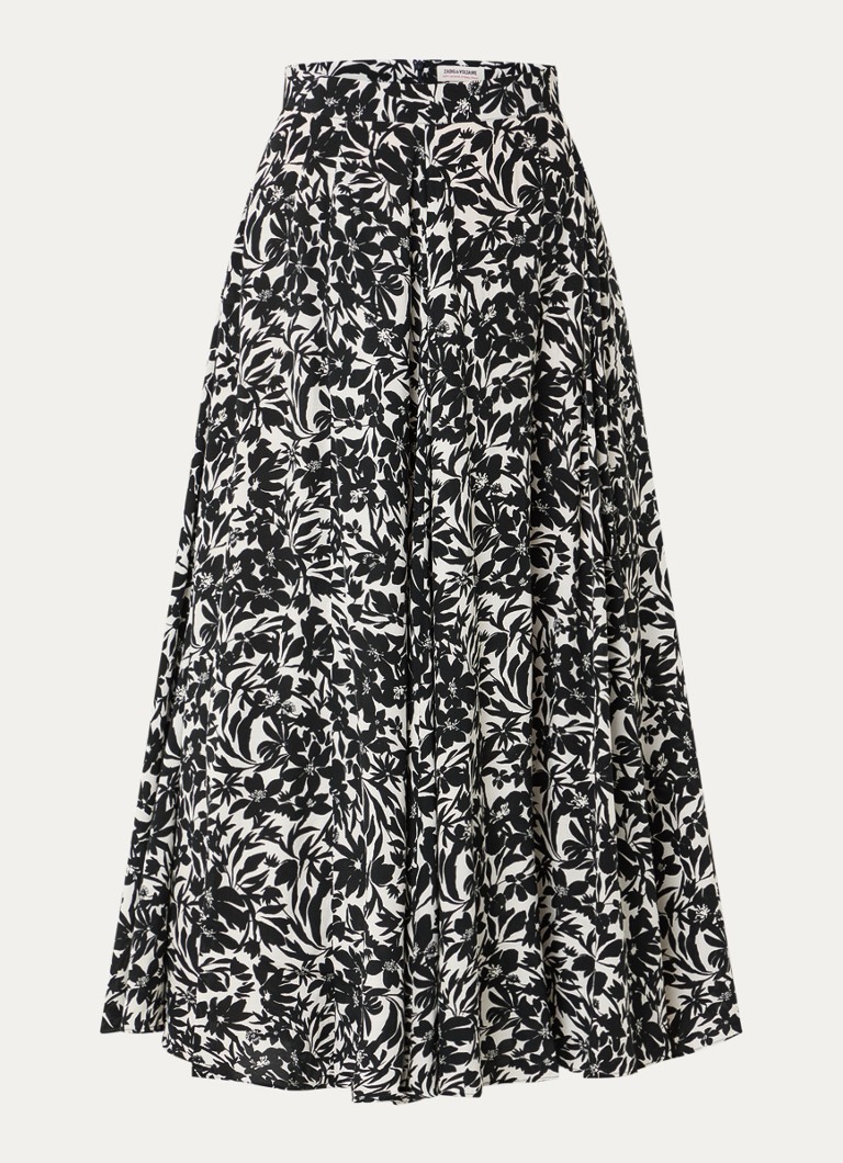Zadig&Voltaire Dames Joyo maxi A-lijn rok met print en steekzakken in de kleur Zwart