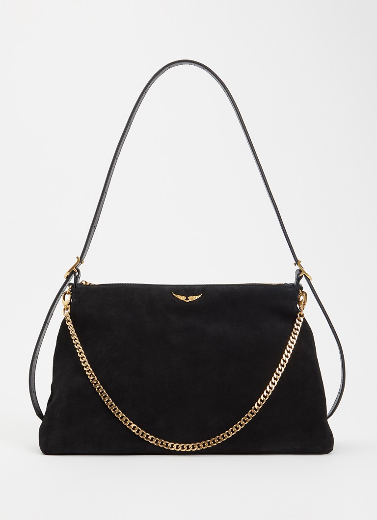 Zadig&Voltaire Dames Jim schoudertas van suède in de kleur Zwart