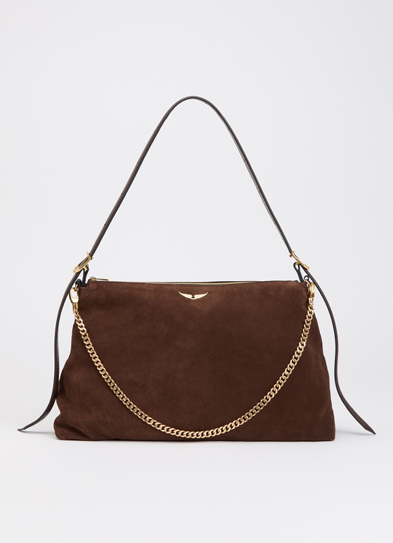 Zadig&Voltaire Dames Jim schoudertas van suède in de kleur Bruin