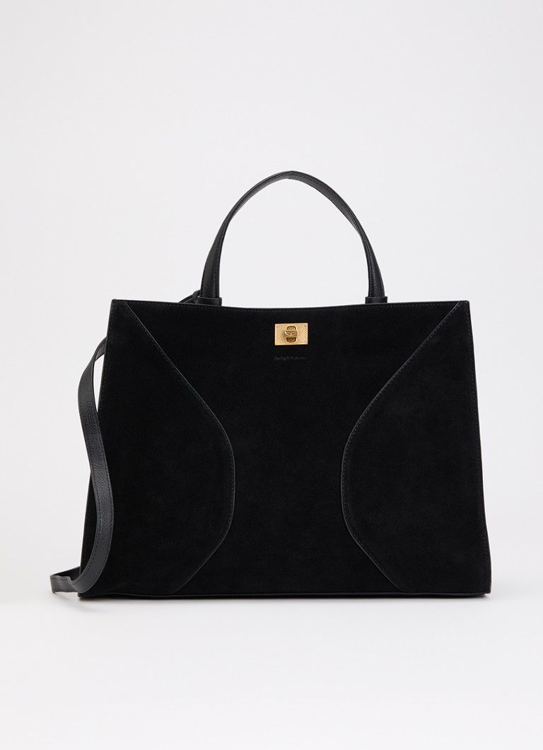 Zadig&Voltaire Dames Jack handtas van suède met afneembare schouderriem in de kleur Zwart