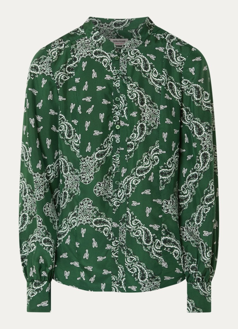 Zadig&Voltaire Dames Twina blouse van zijde met paisley dessin in de kleur Donkergroen