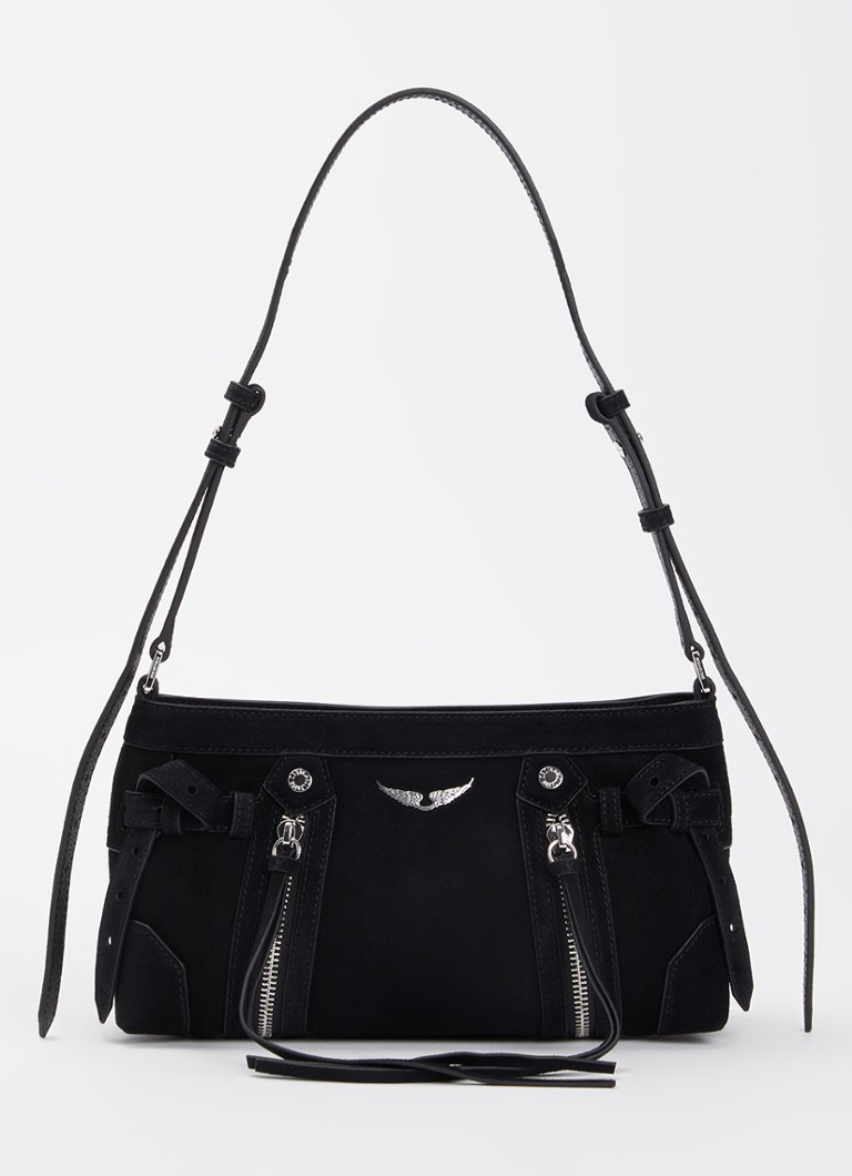 Zadig&Voltaire Dames Madison mini schoudertas van suède in de kleur Zwart