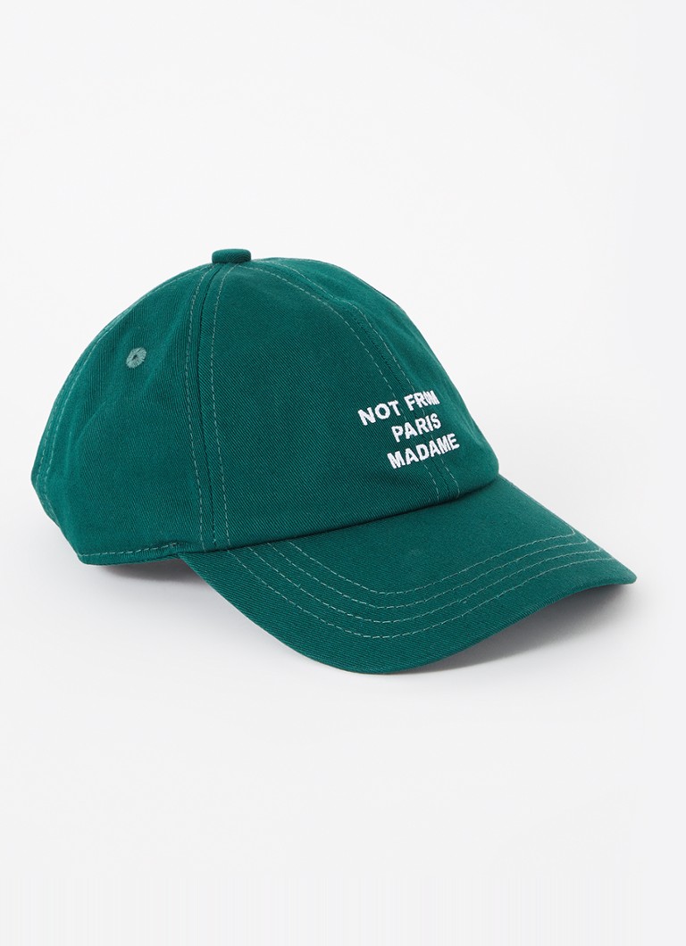 Drôle de Monsieur Heren Pet met borduring in de kleur Donkergroen, maat: OS