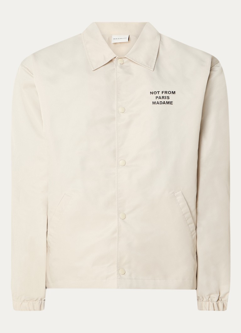 Drôle de Monsieur Heren Jack met front- en backprint in de kleur Beige, maat: L